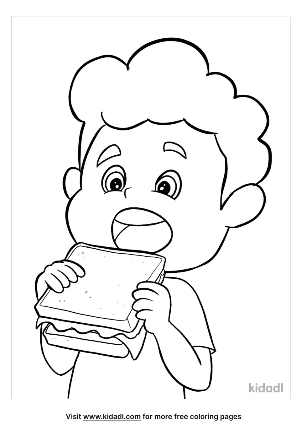 Boy Eating Coloring Page