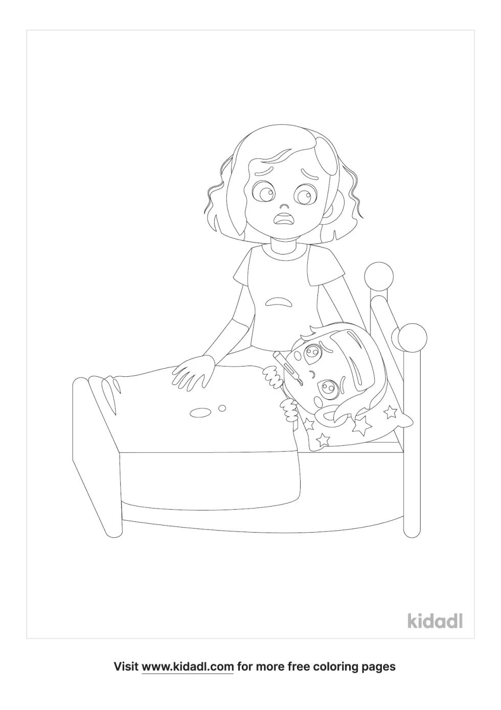 Person Sick In Bed Coloring Page