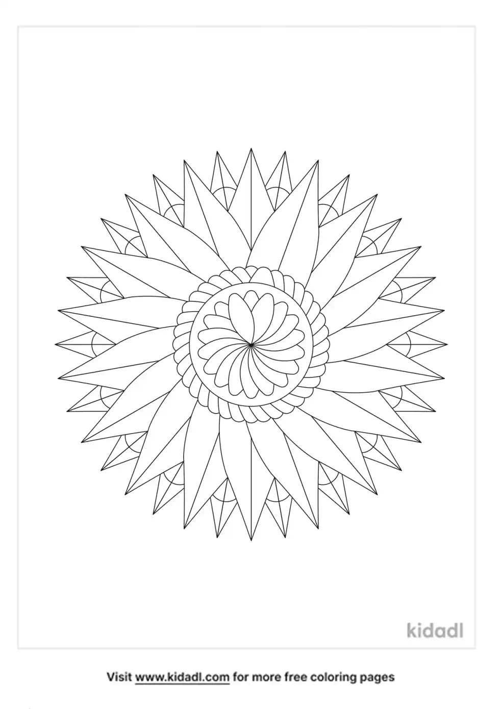 Geometric Sunflower Coloring Page