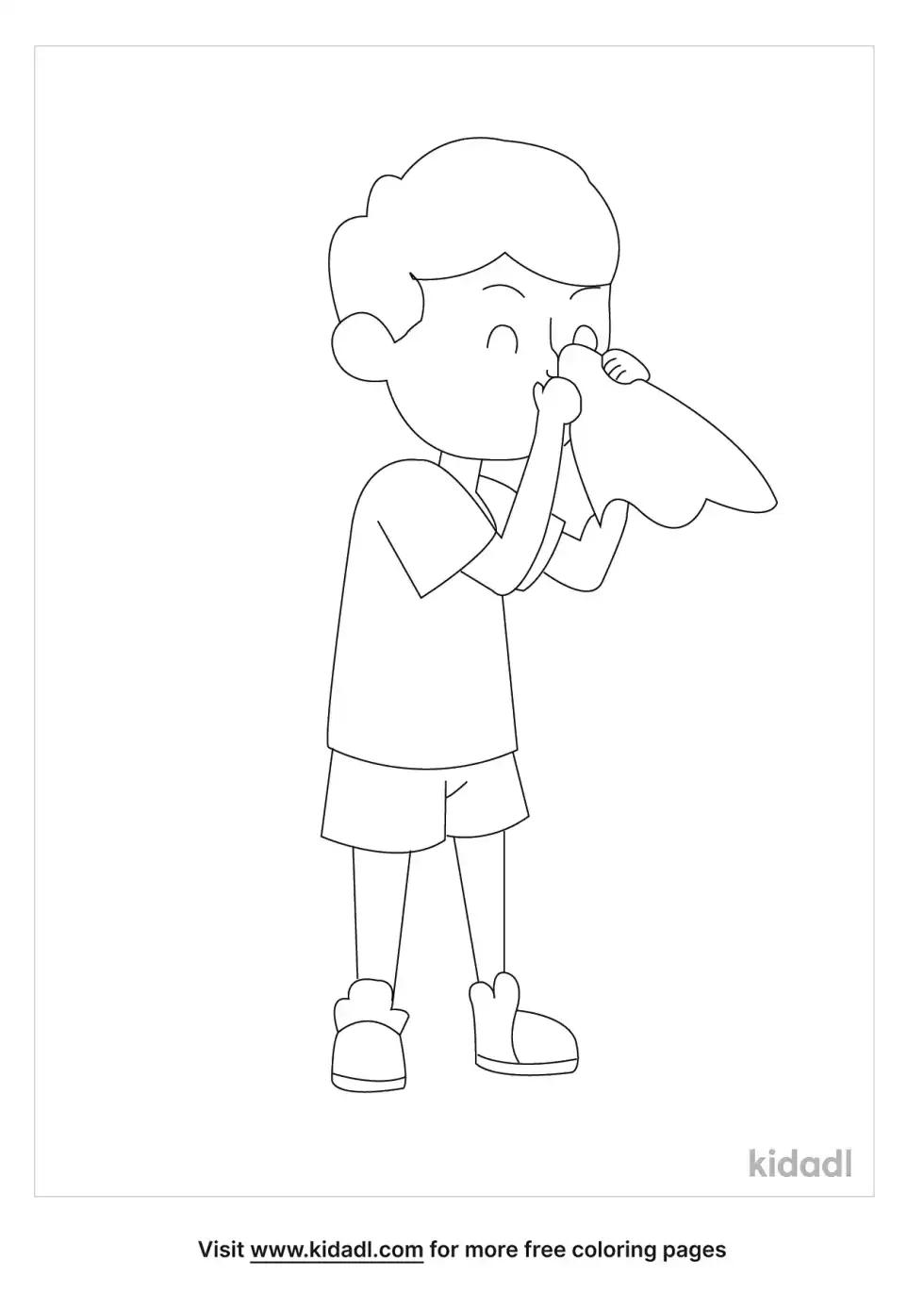 Use A Tissue To Blow Your Nose Coloring Page