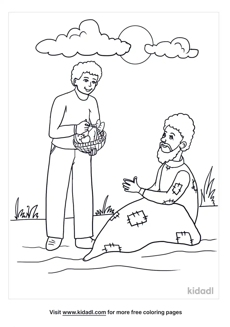 Give Food Baskets To The Poor Coloring Page