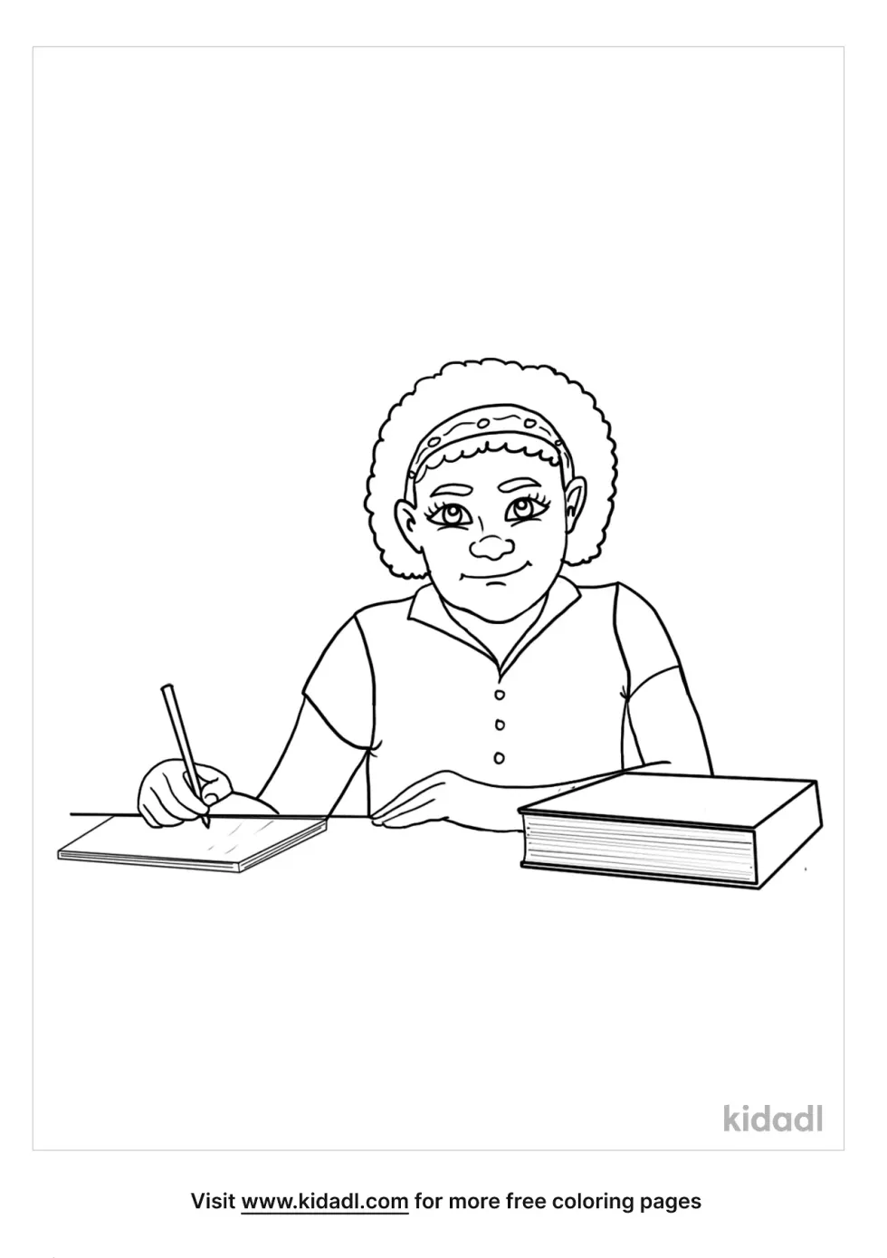 Student Working Coloring Page