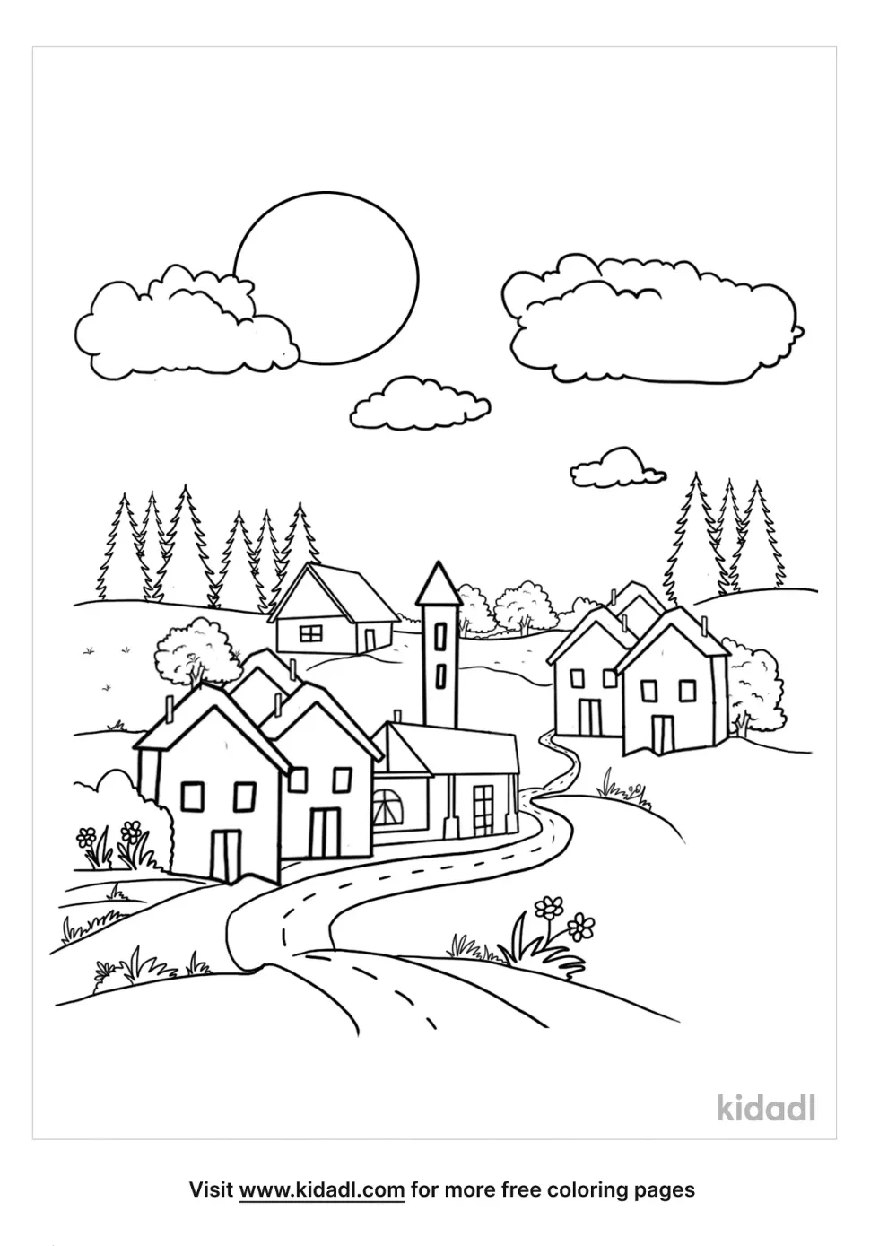 Rural City Coloring Page