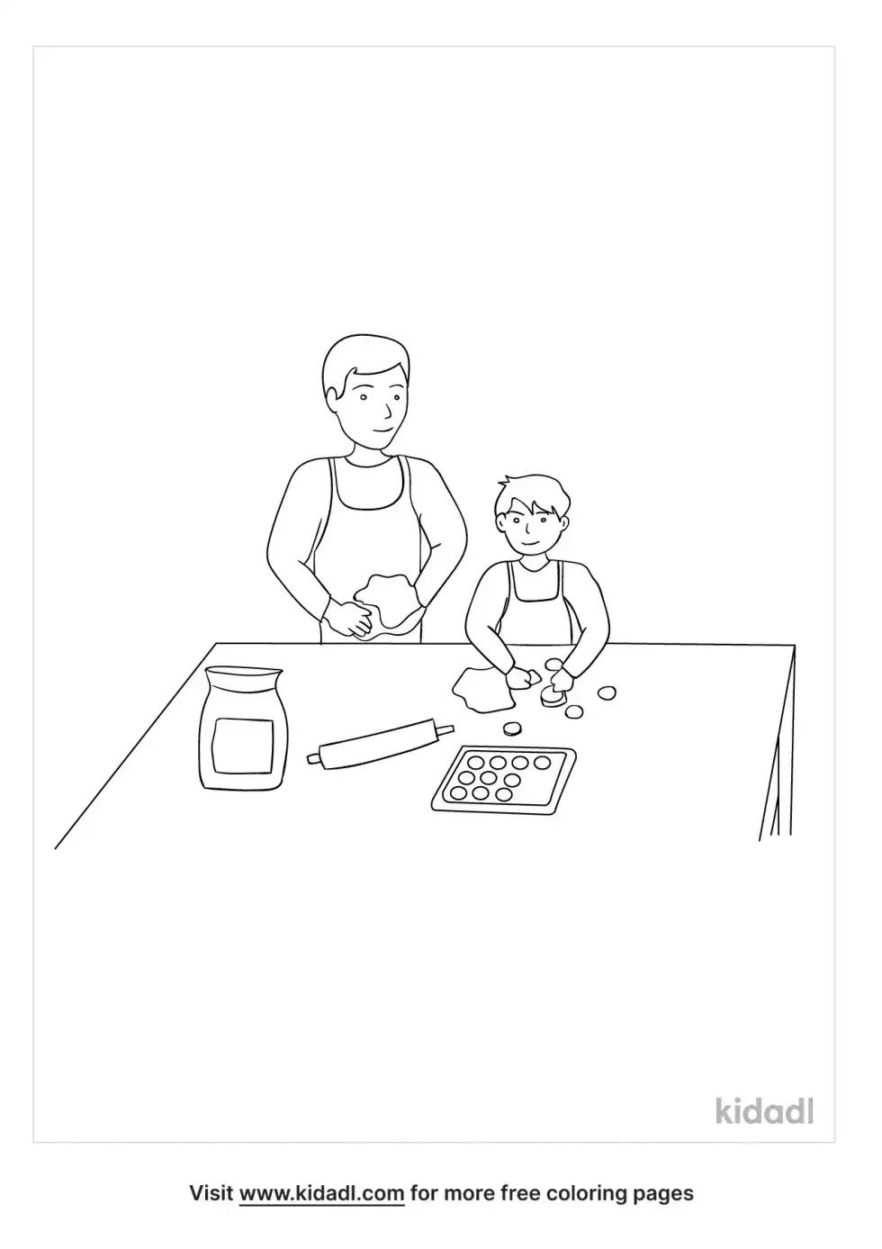 Family Baking Coloring Page