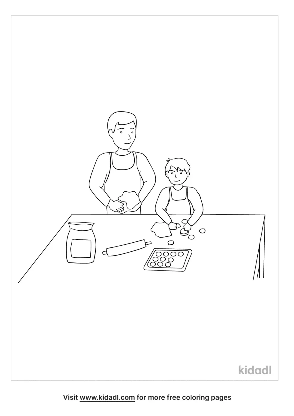 Family Baking Coloring Page