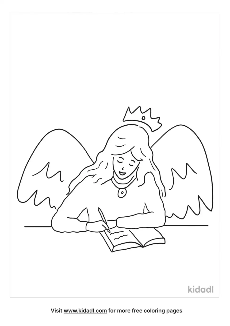 Angel Writing Coloring Page