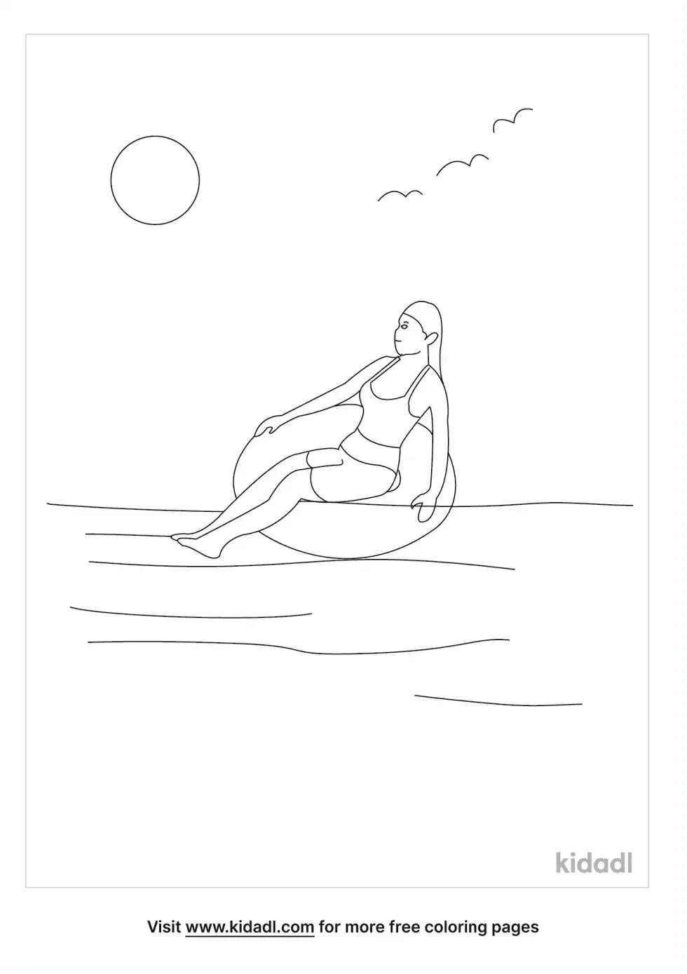 Person Floating In Ocean Coloring Page