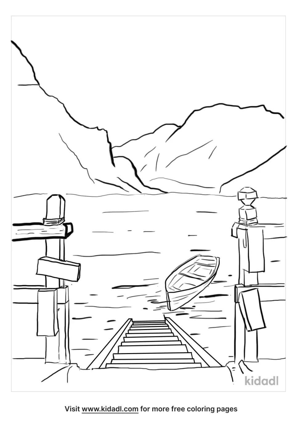 Boat In Lake Coloring Page