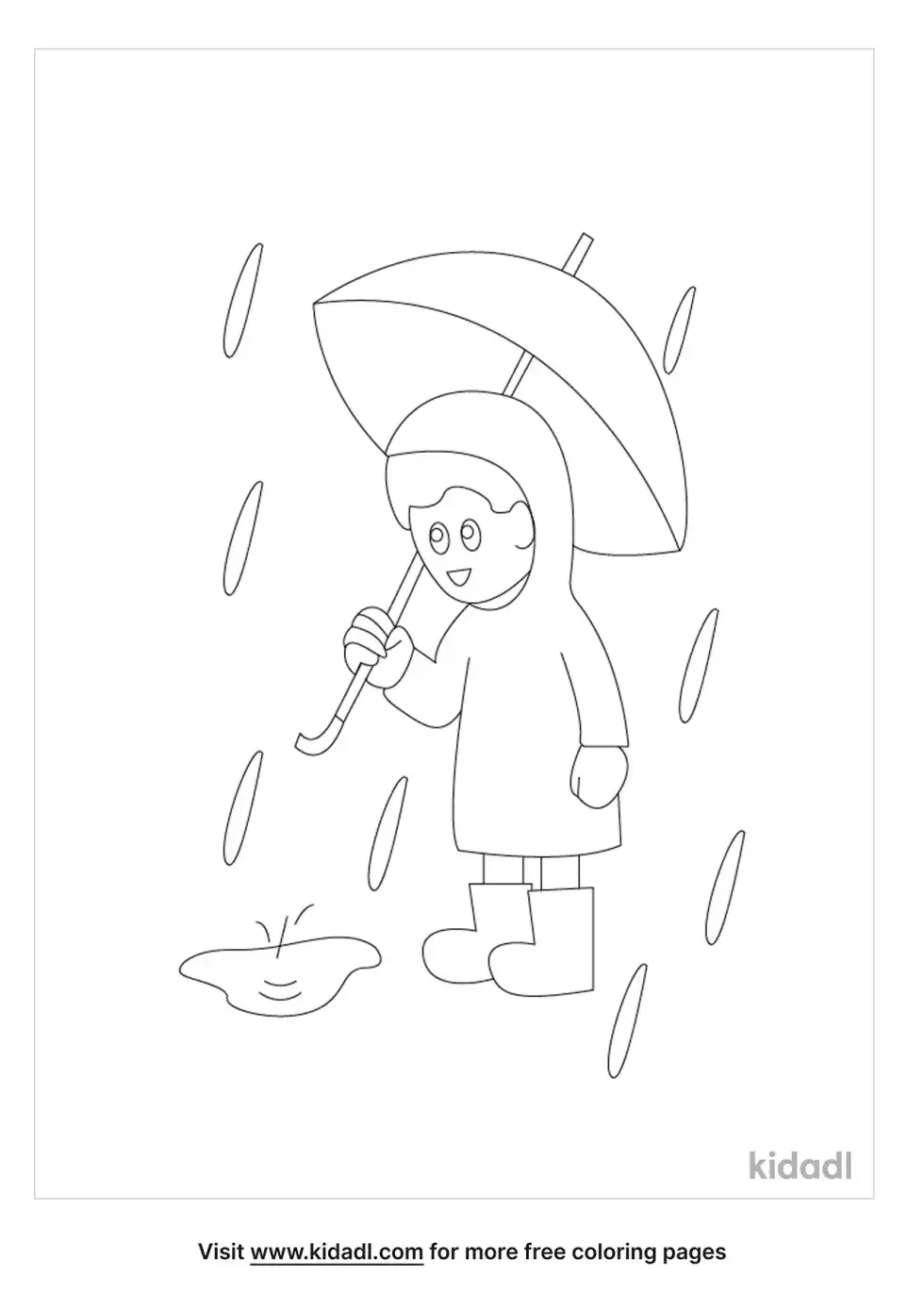 Boy In Rain Coloring Page