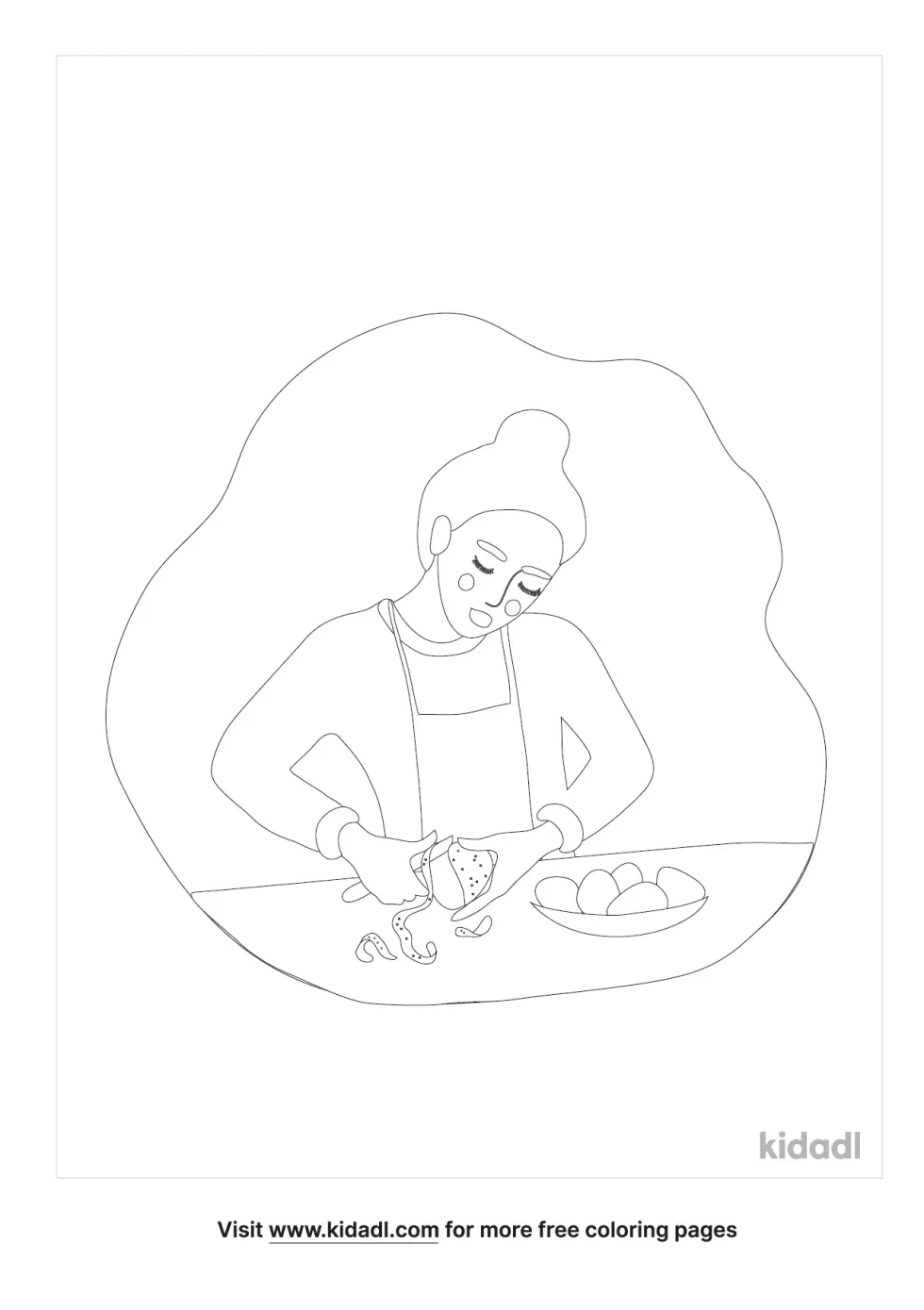 Photo Of Someone Chopping Food Coloring Page