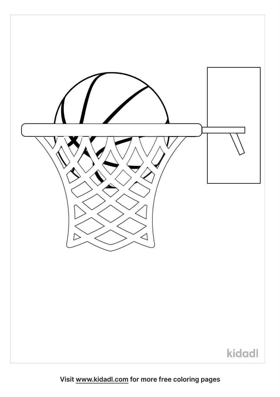 Basketball Going In Hoop Coloring Page