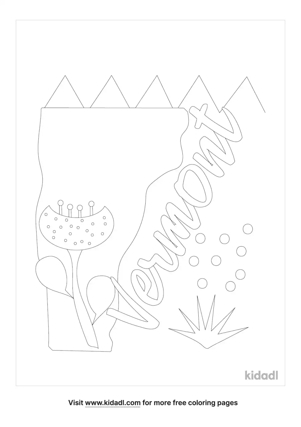 Vermont Doodle Art Coloring Page