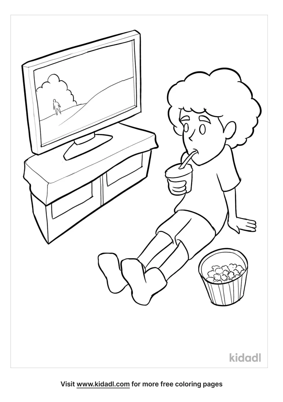Watching A Movie Coloring Page