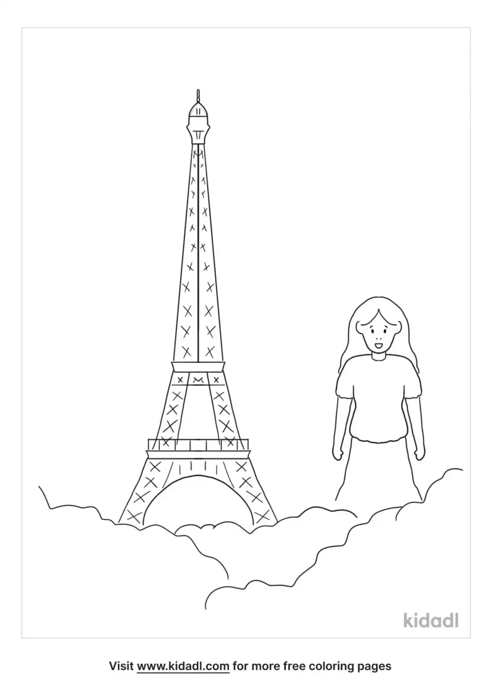 Girl In Paris Coloring Page