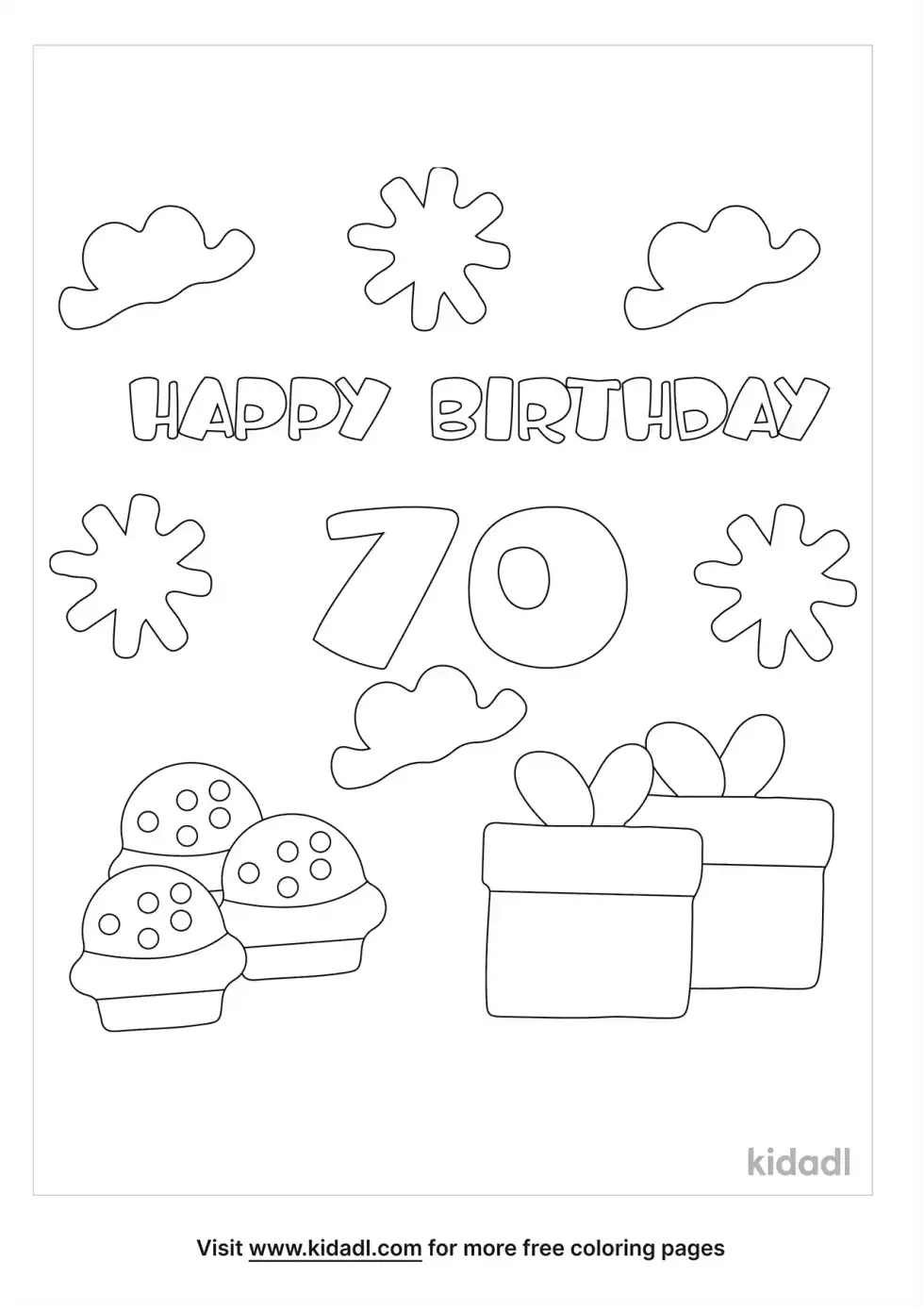 Happy 70th Birthday Coloring Page