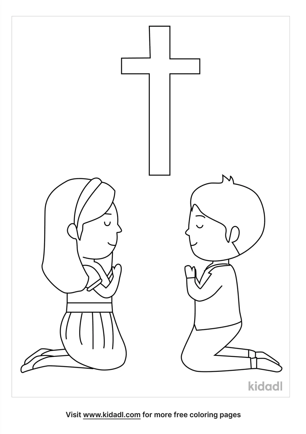 2 Kids Praying Coloring Page