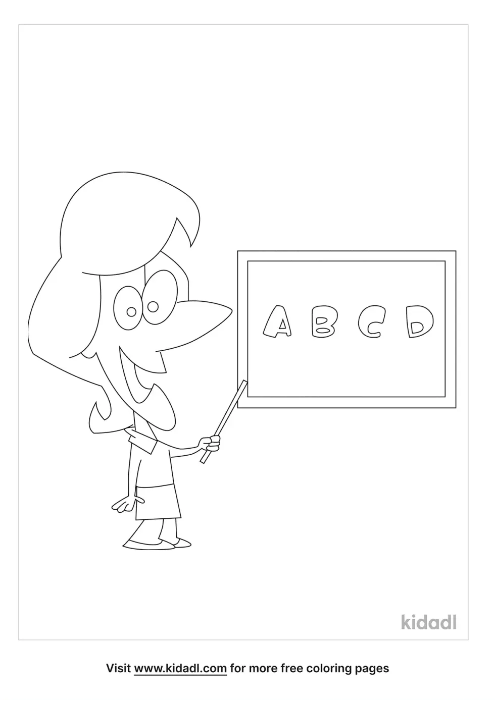 Cartoon Teacher Coloring Page
