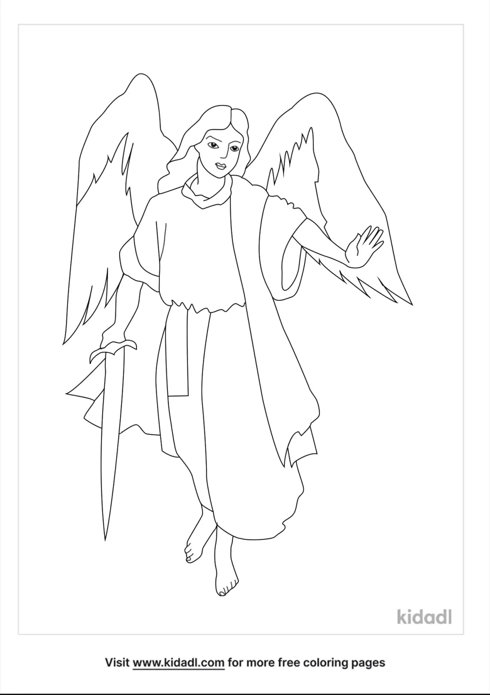 Angel With A Sword Coloring Page