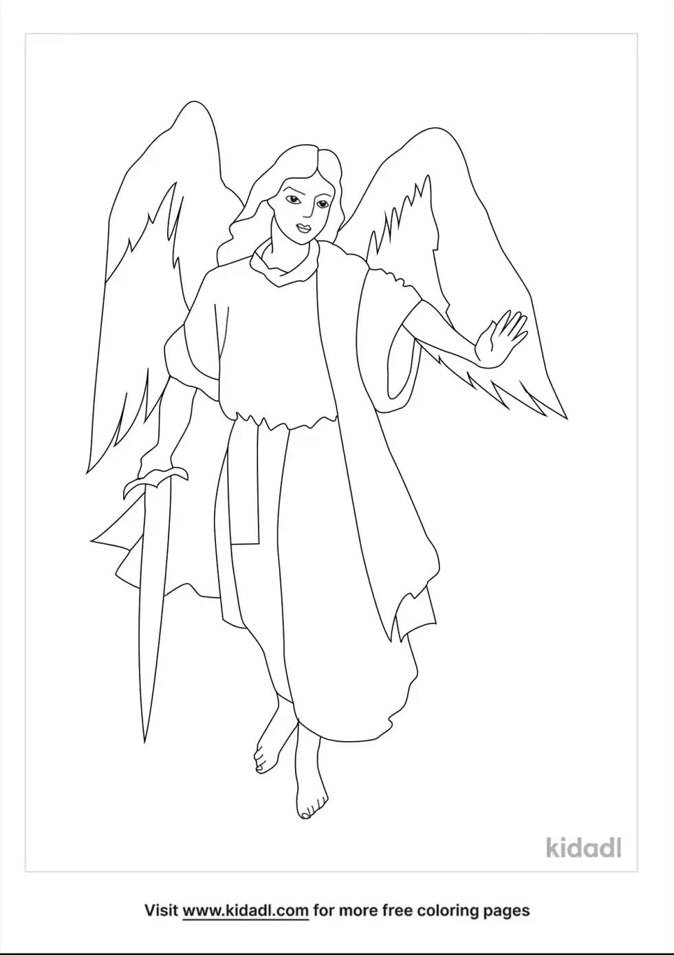 Angel With A Sword Coloring Page