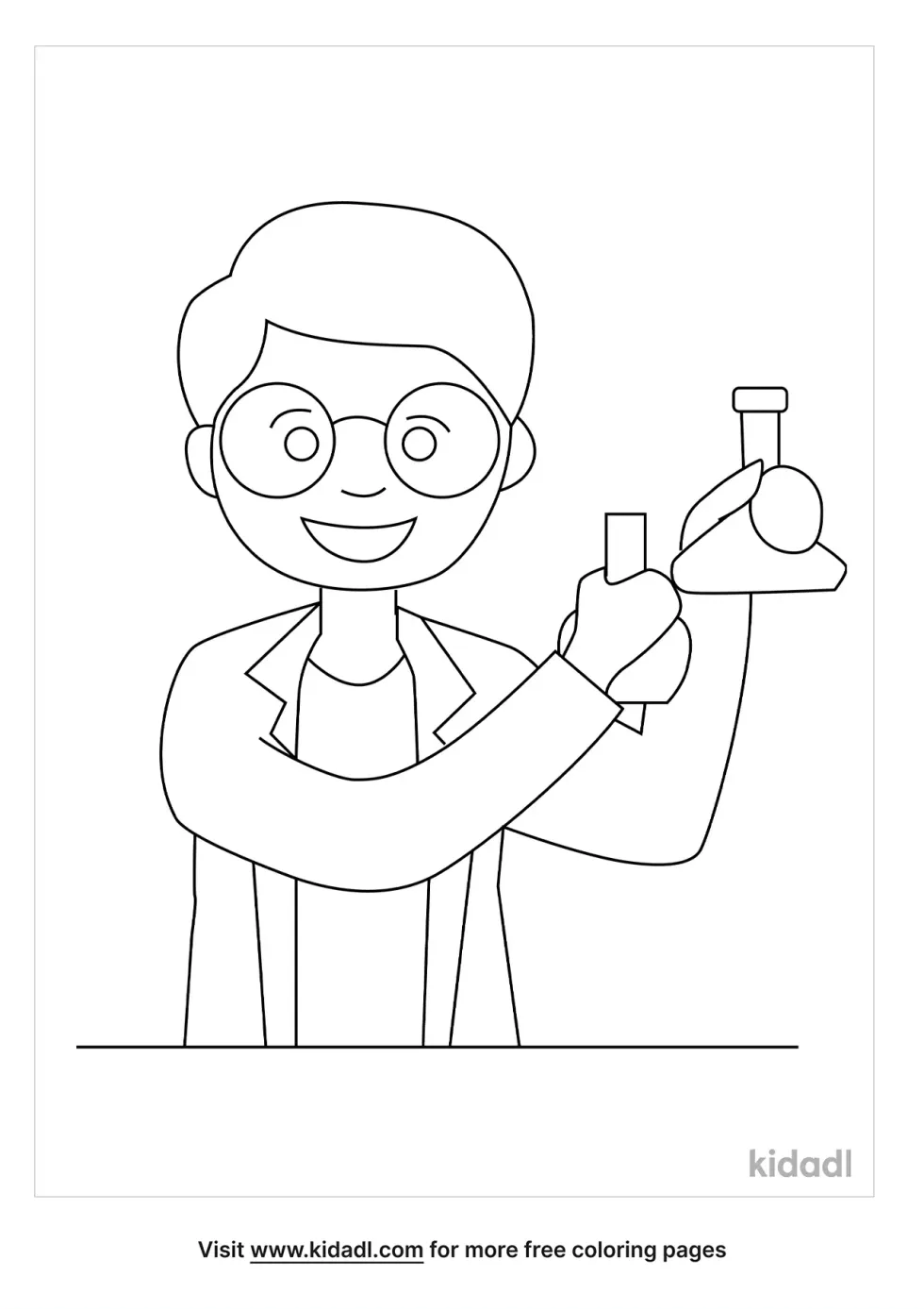 Boy Scientist Coloring Page
