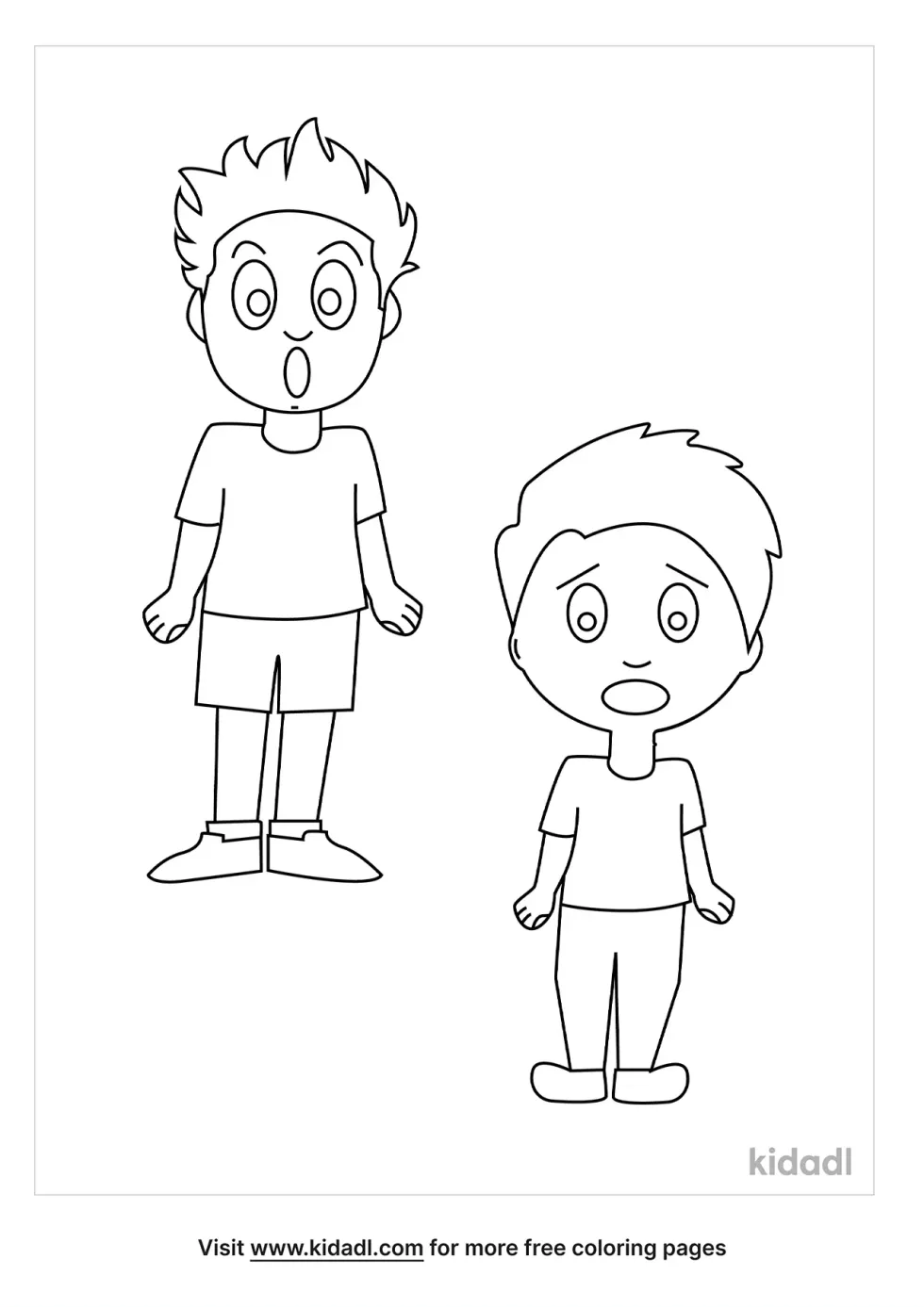 Surprised Children Coloring Page