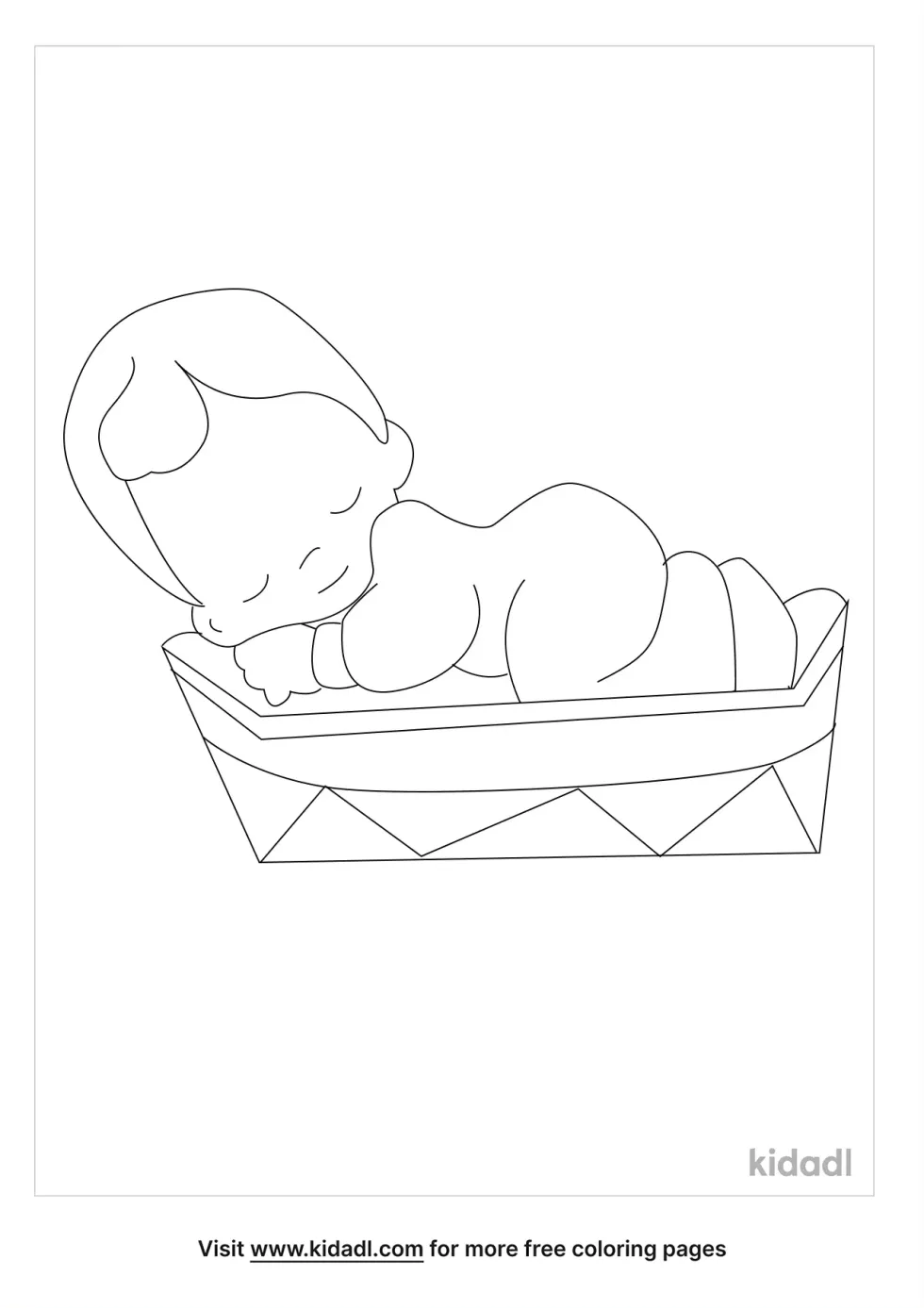 Baby Laying In Basket Coloring Page