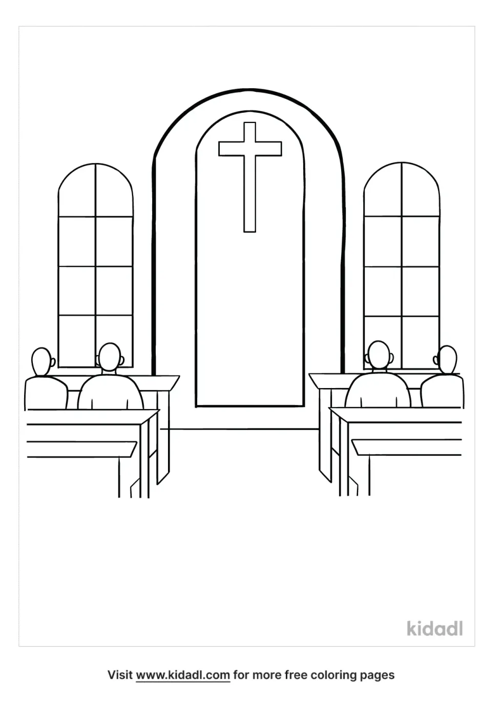People Inside Church Coloring Page