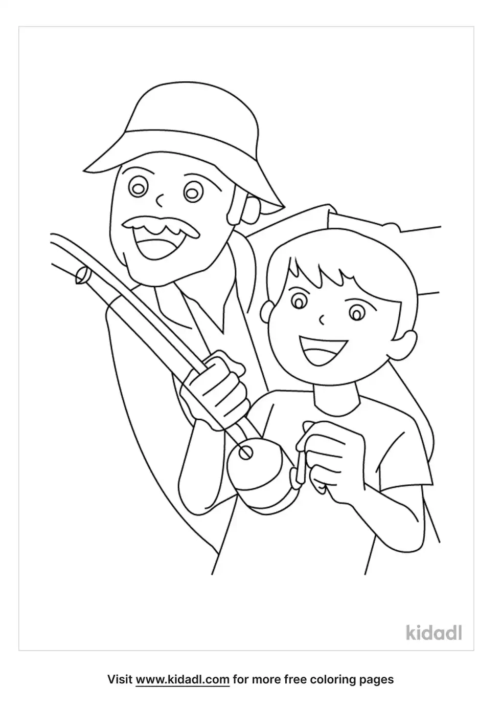 Fishing With Grandpa Coloring Page