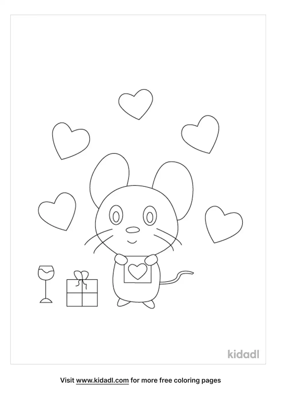 Valentine's Mice Coloring Page