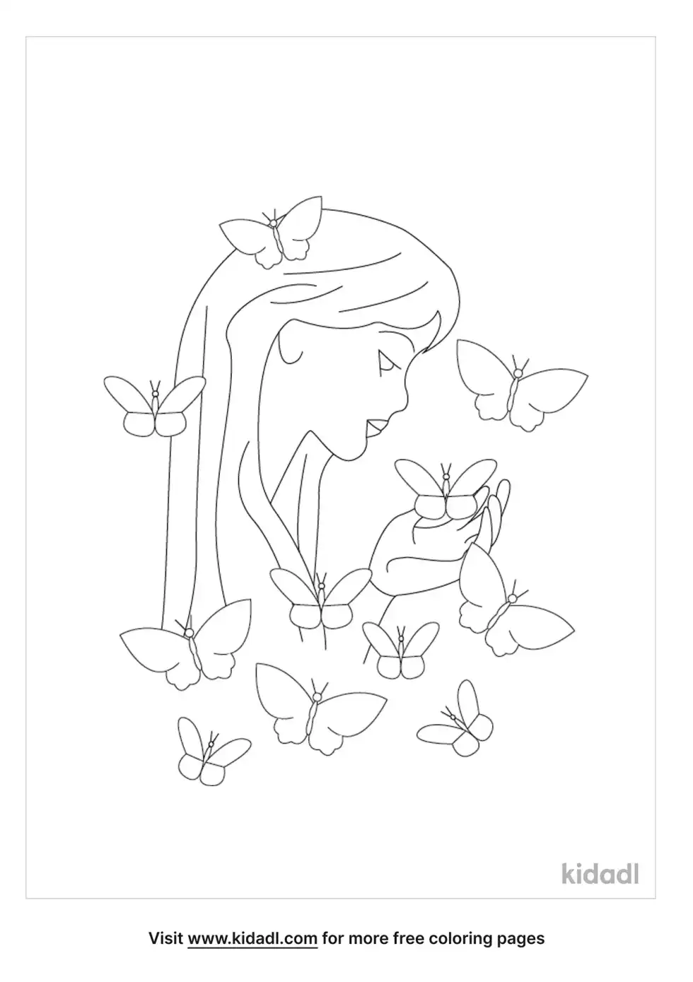 Woman Butterflies Coloring Page