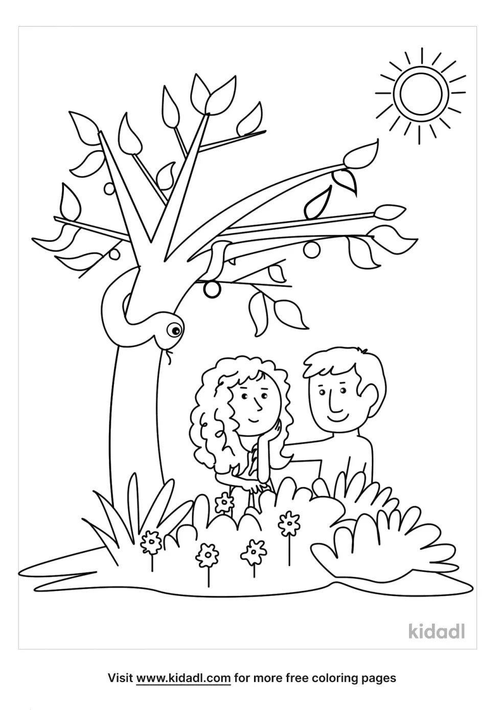 Adam And Eve And The Tree Of Life Coloring Page