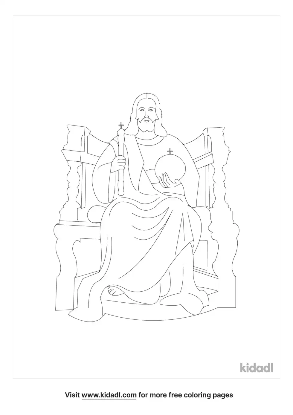Jesus On Throne Coloring Page