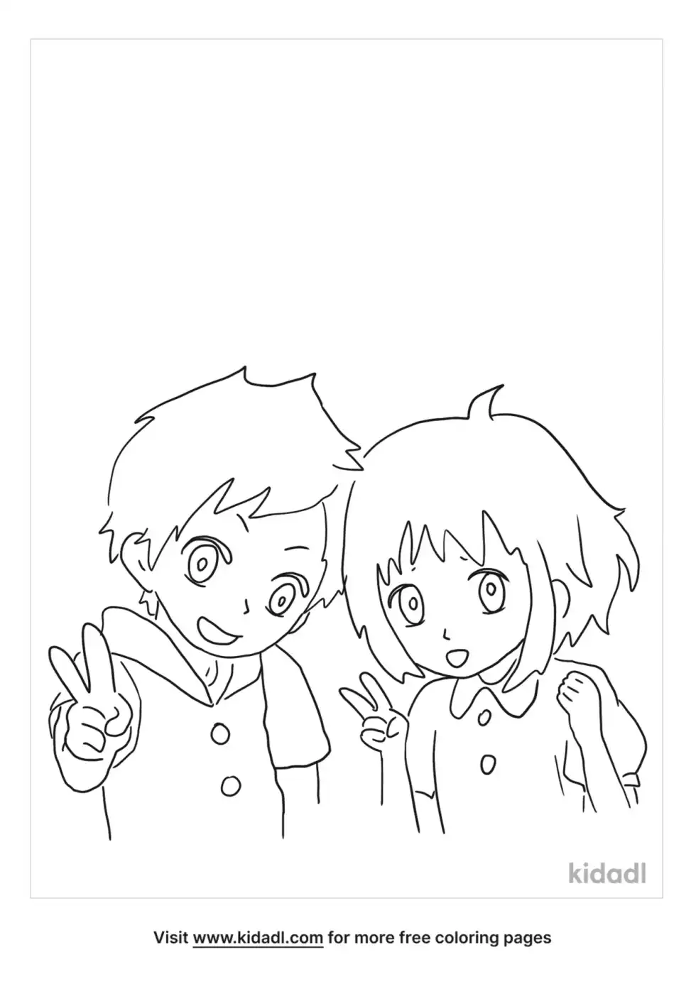 Anime Siblings Coloring Page