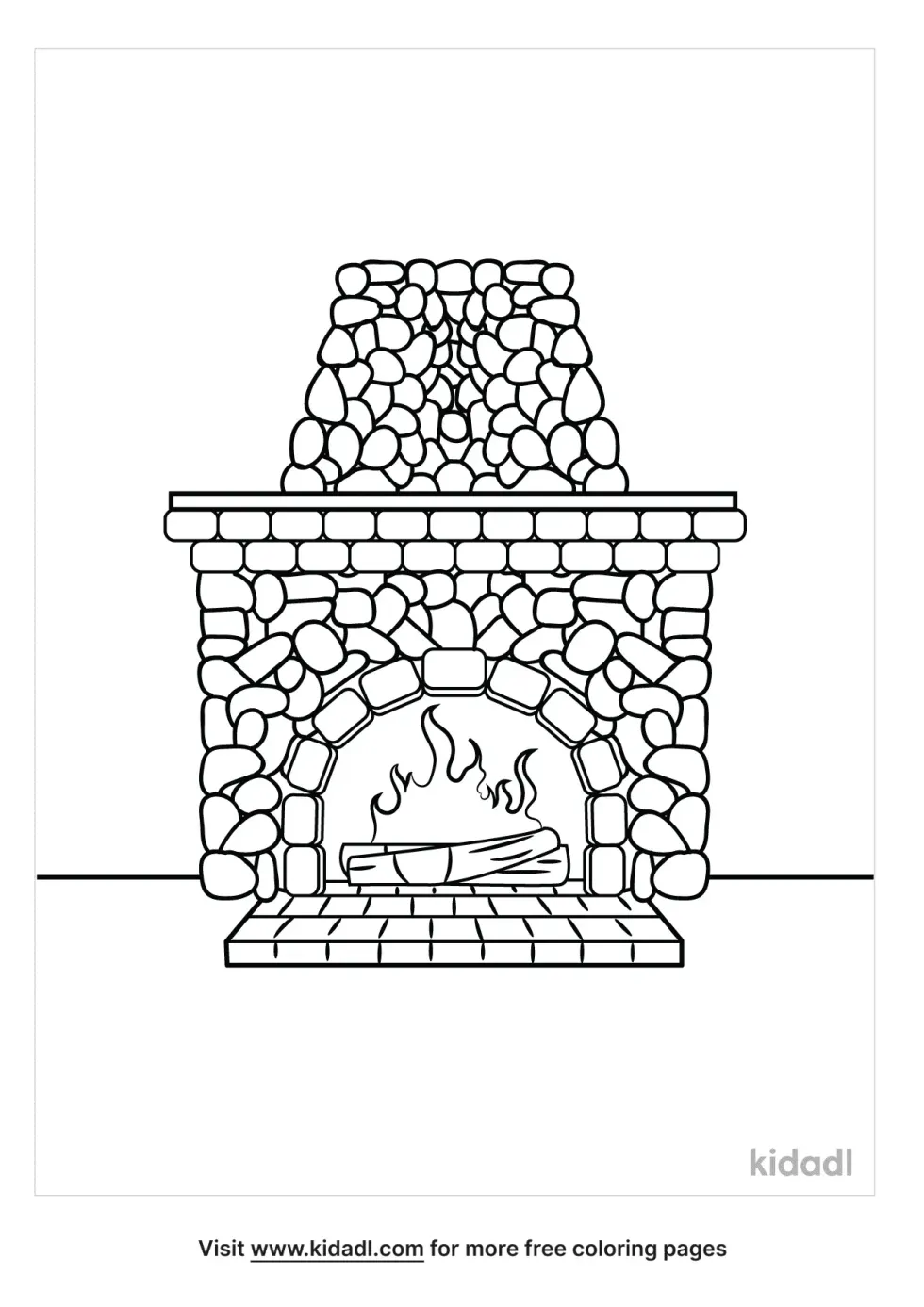 Cobblestone Fireplace Coloring Page
