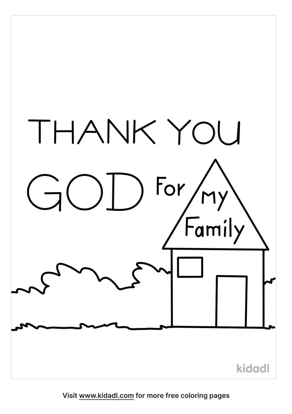 Thank You God For Families Coloring Page