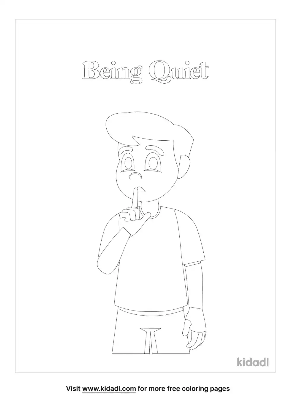 Boy Being Quiet Coloring Page