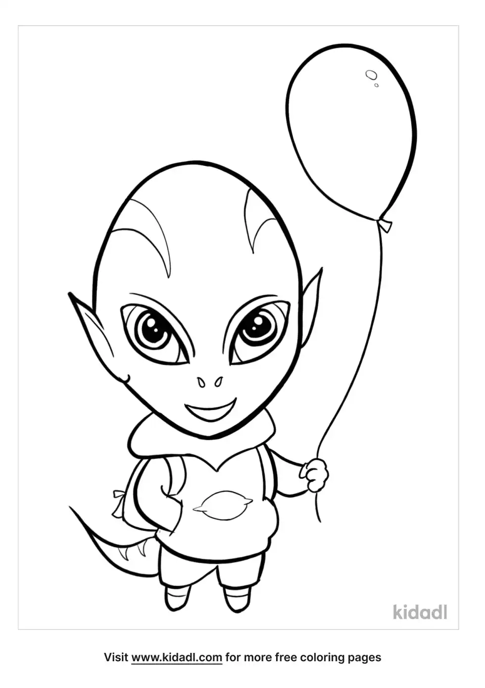 Chibi Alien Coloring Page