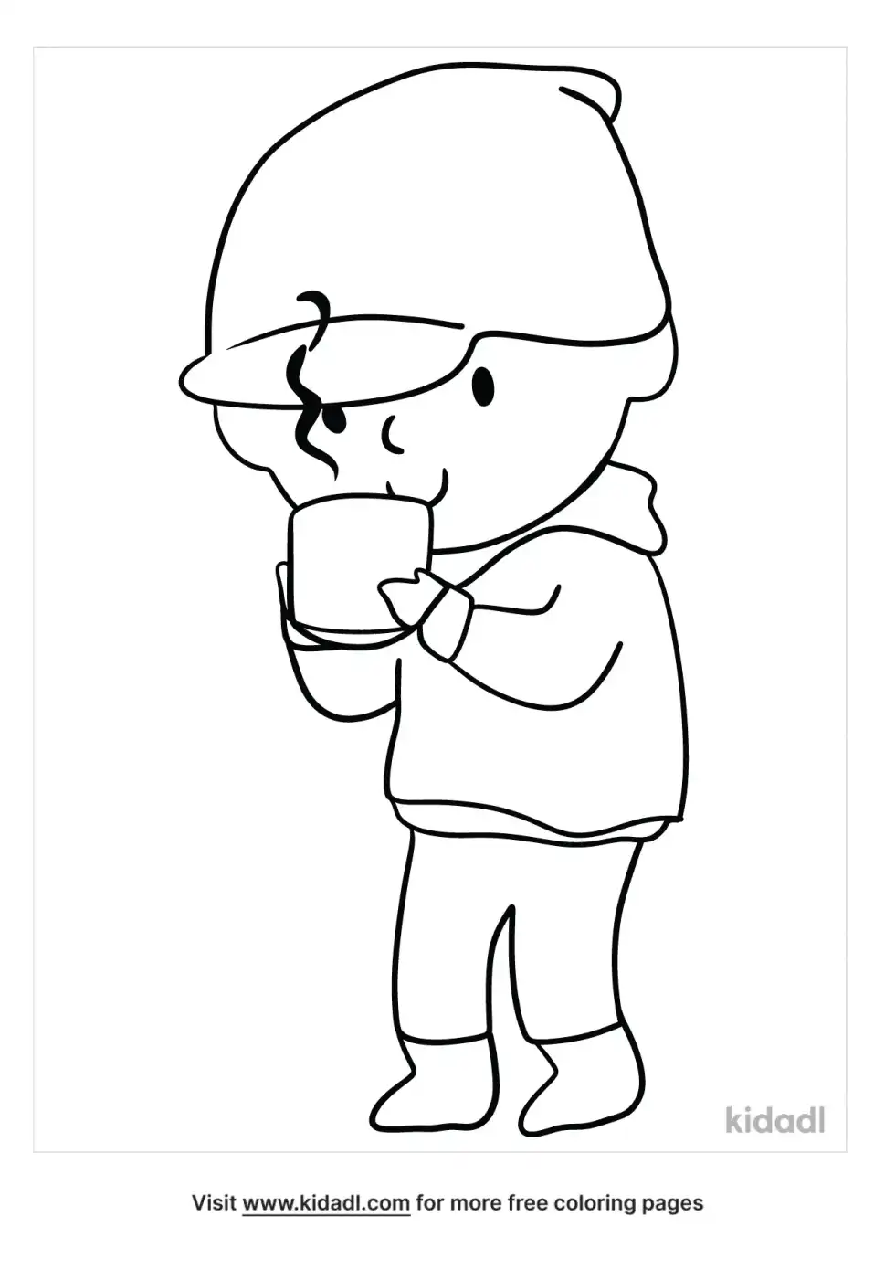 Drinking Hot Cocoa Coloring Page