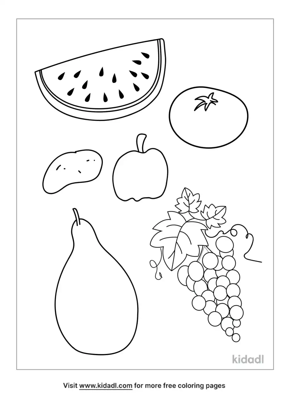 Fruits And Vegetables Coloring Page