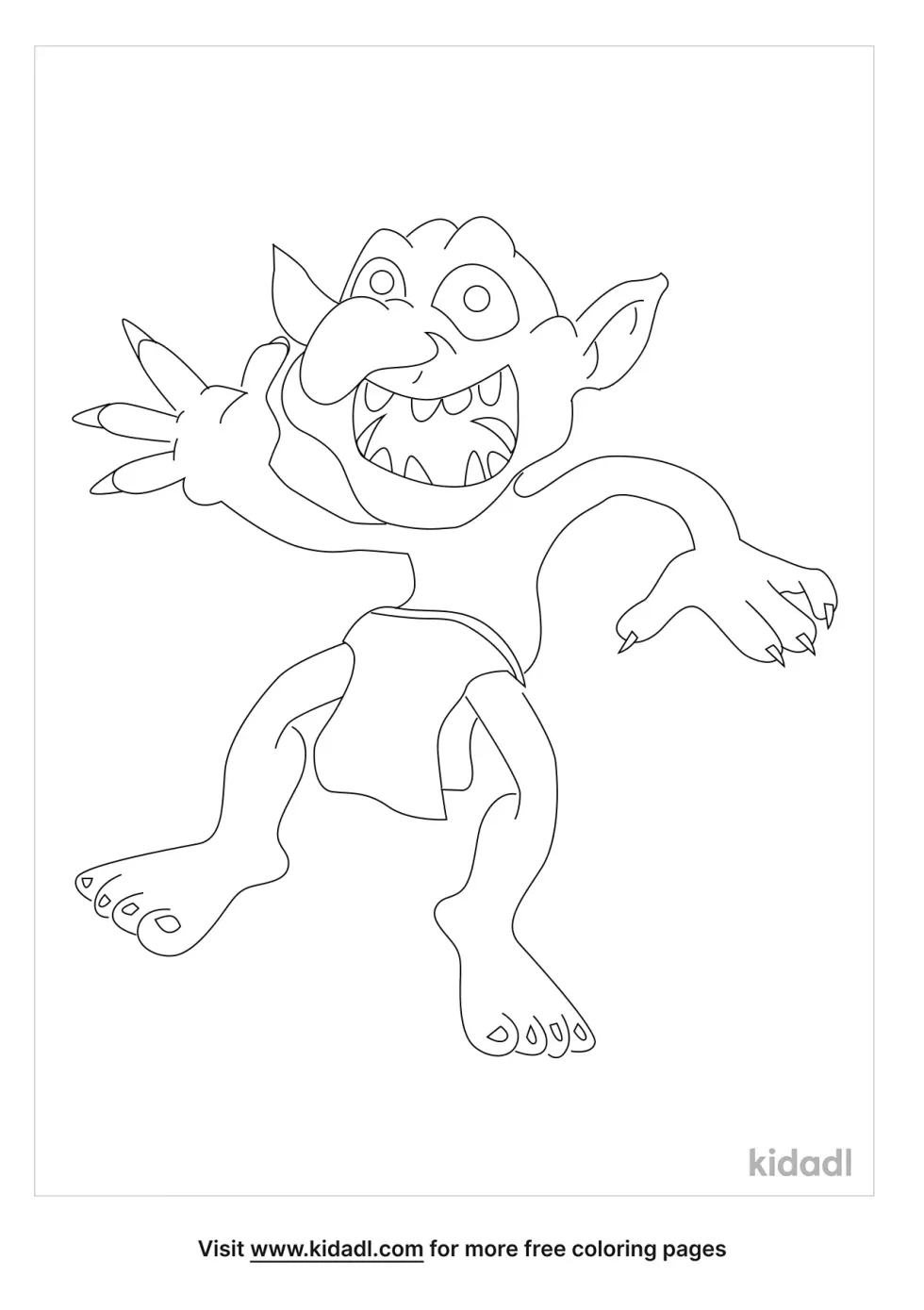 Sharp Tooth Goblin Coloring Page