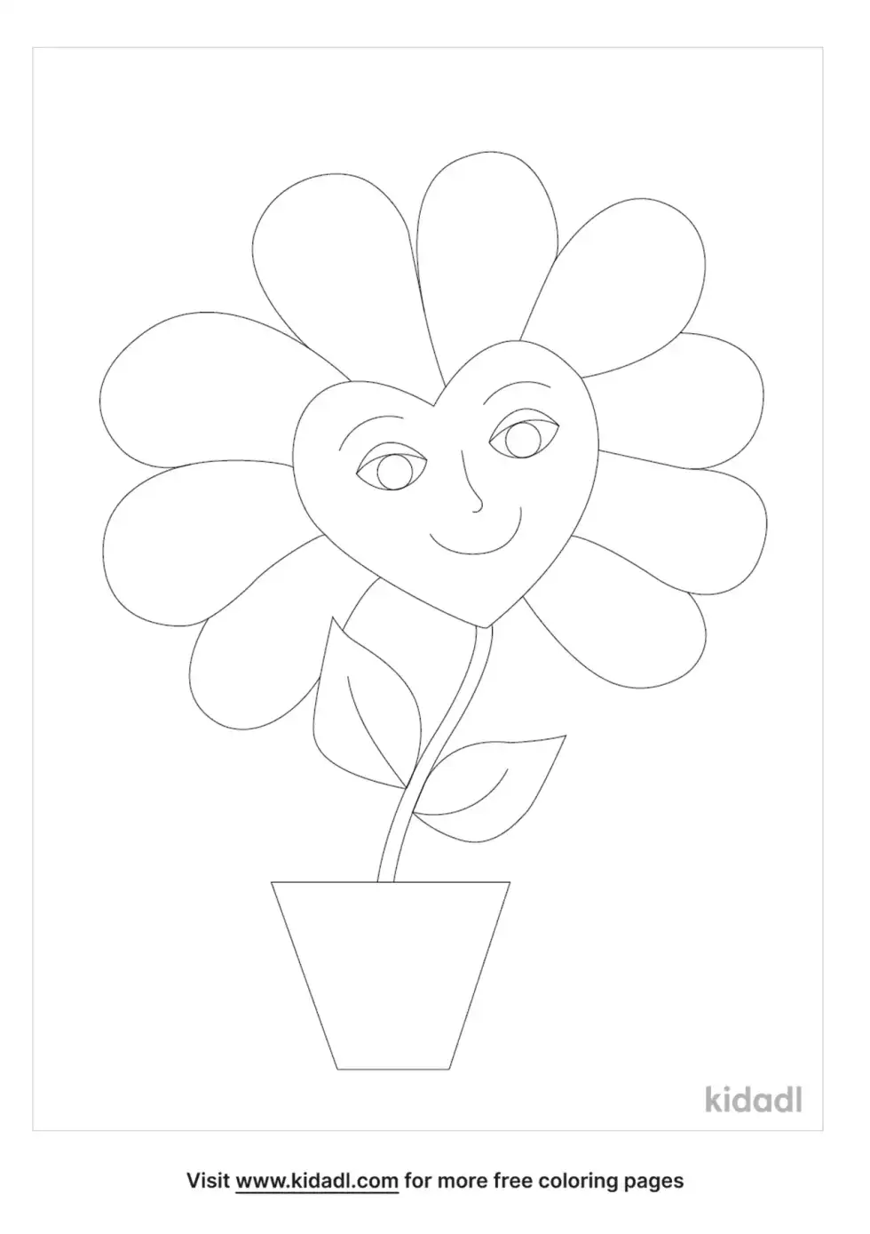 Heart Flower Coloring Page
