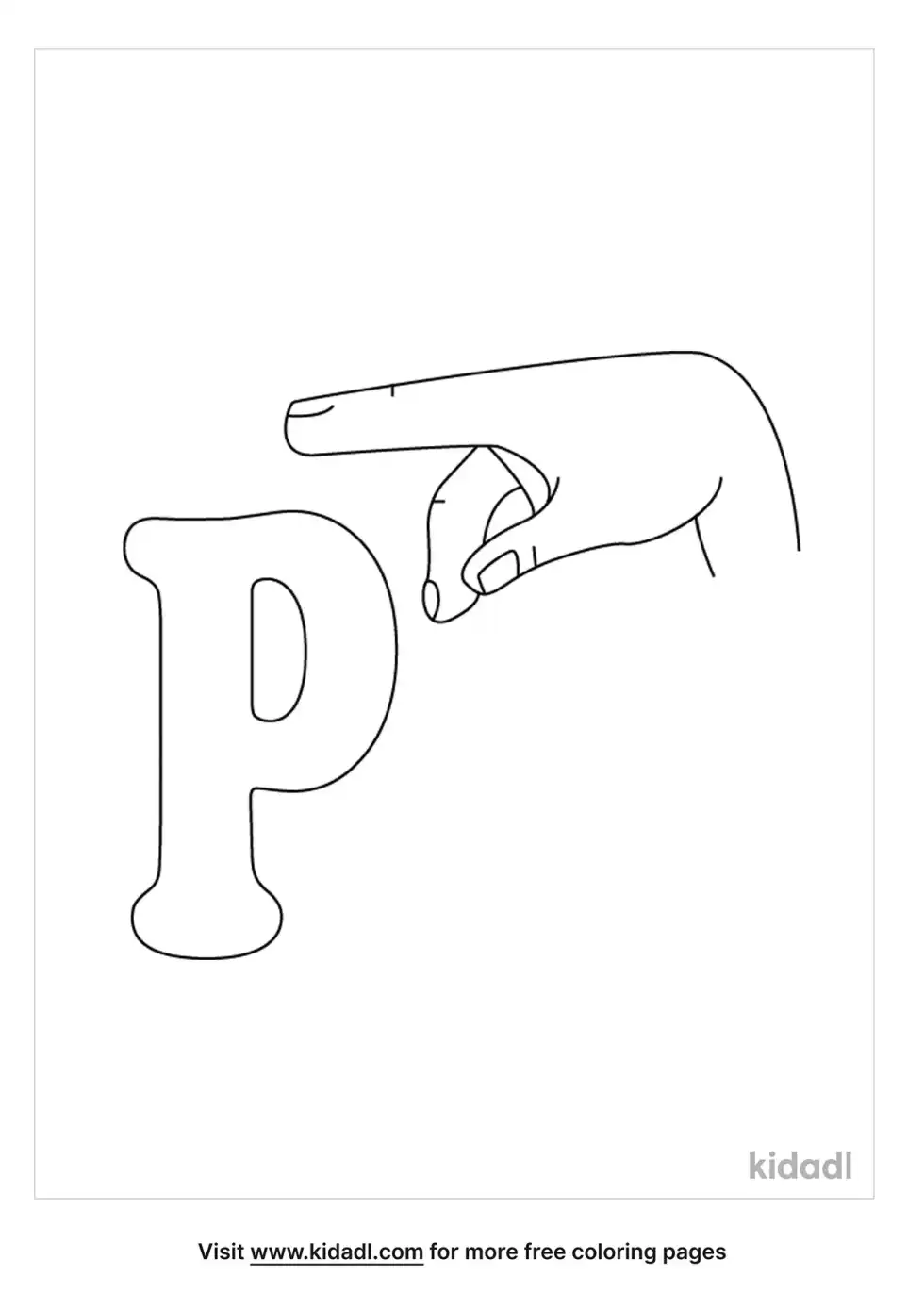 Asl Sign Language Letter P Coloring Page