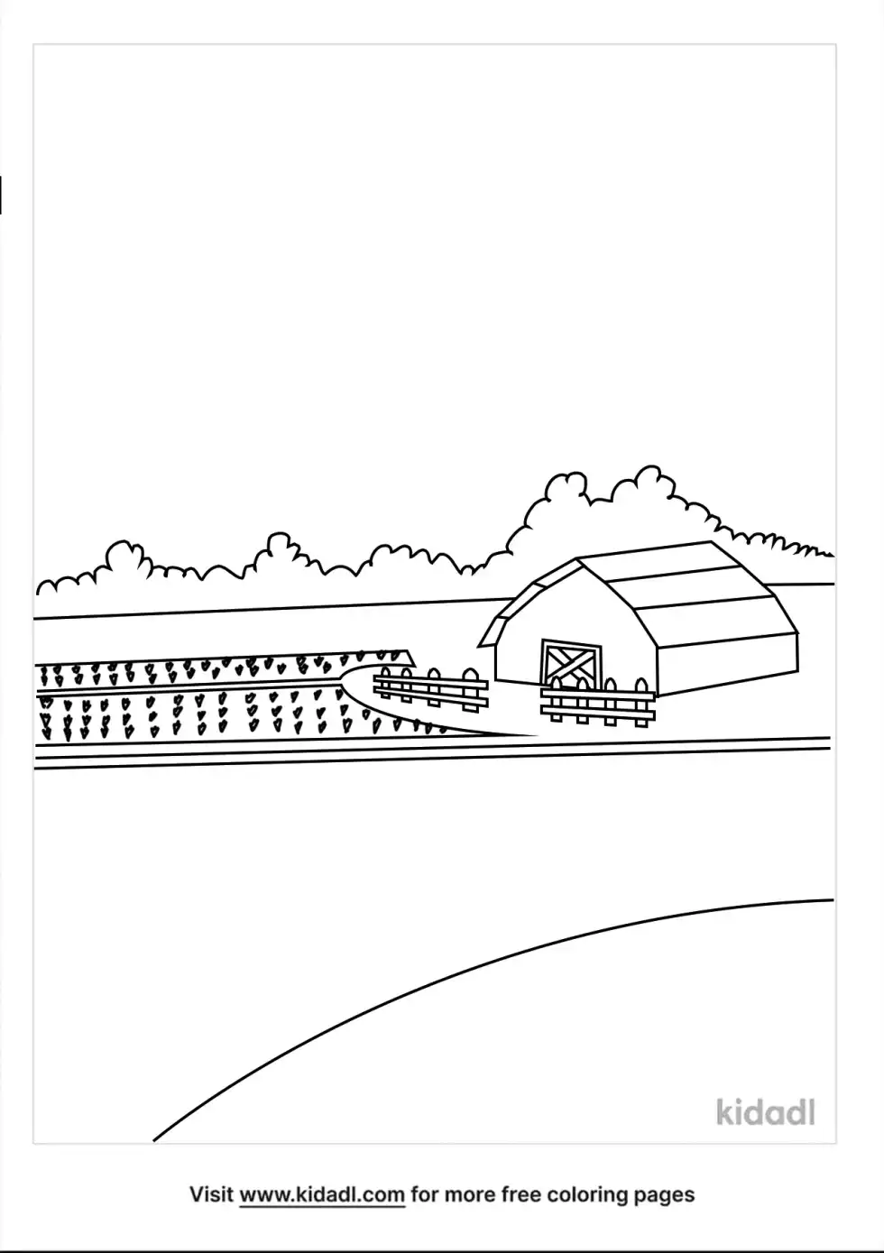 Early Farm On River Coloring Page
