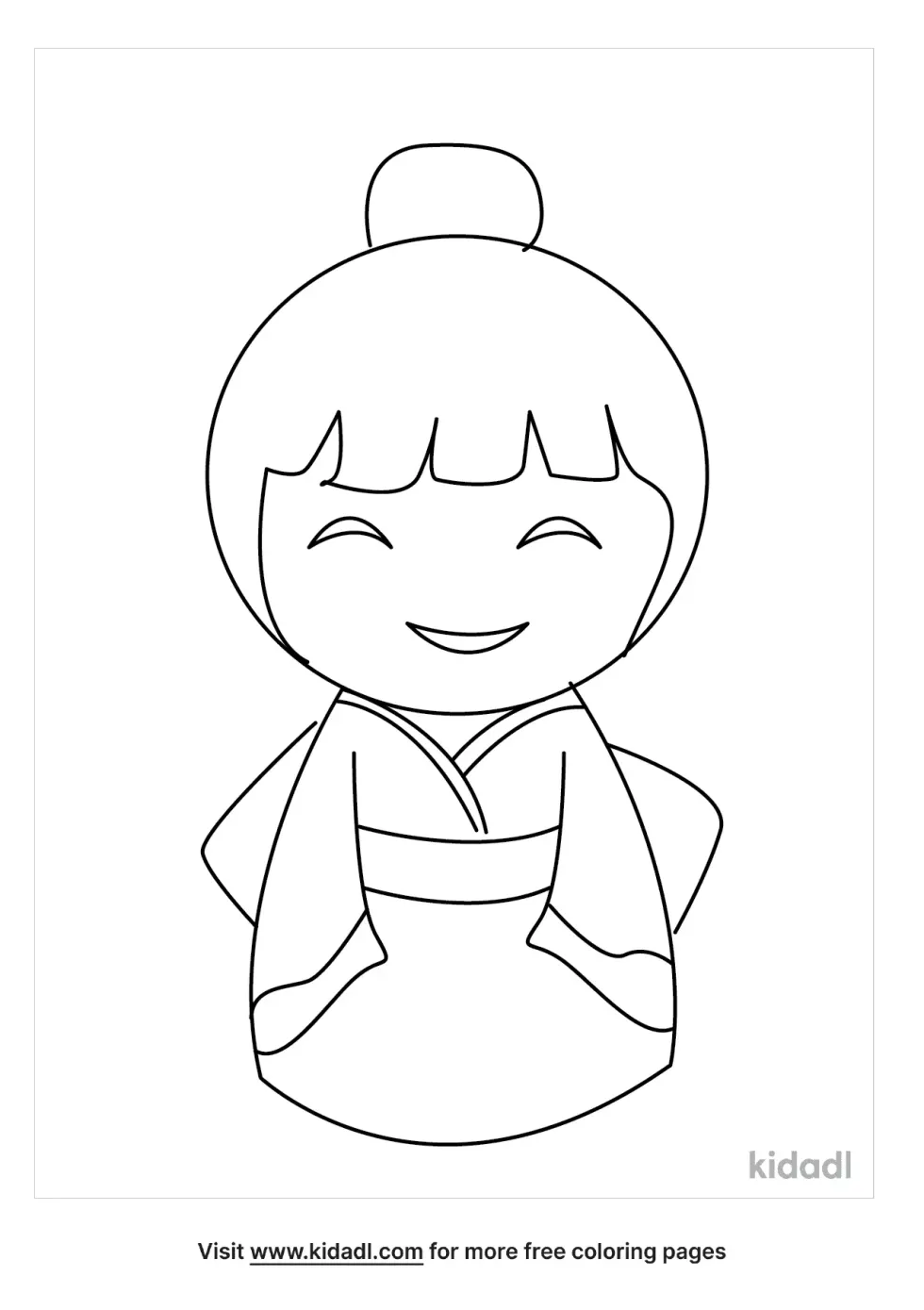 Japanese Doll Coloring Page
