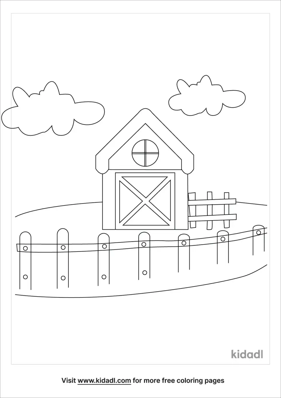 Fence Barn Coloring Page