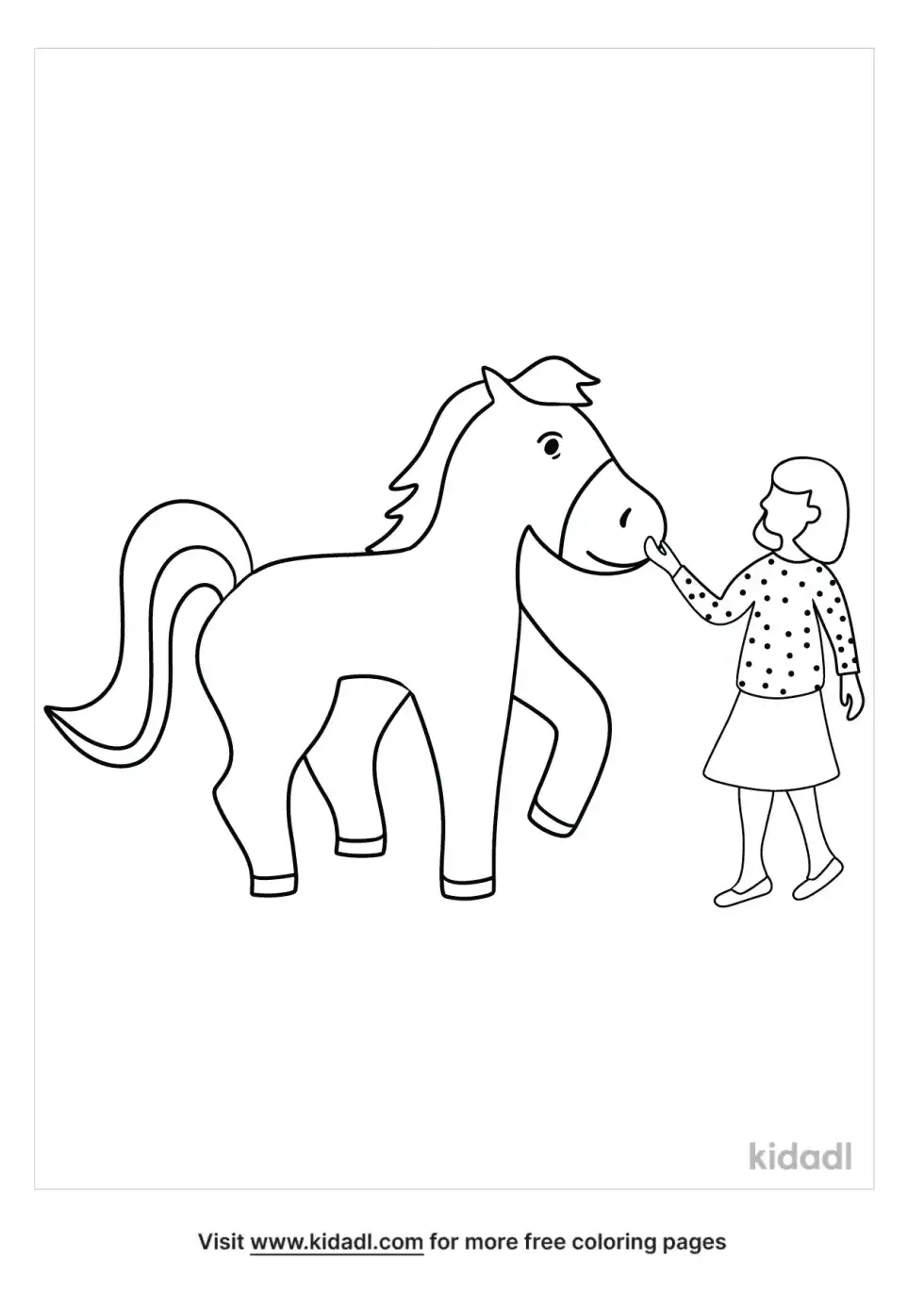 Horse With A Little Girl Coloring Page
