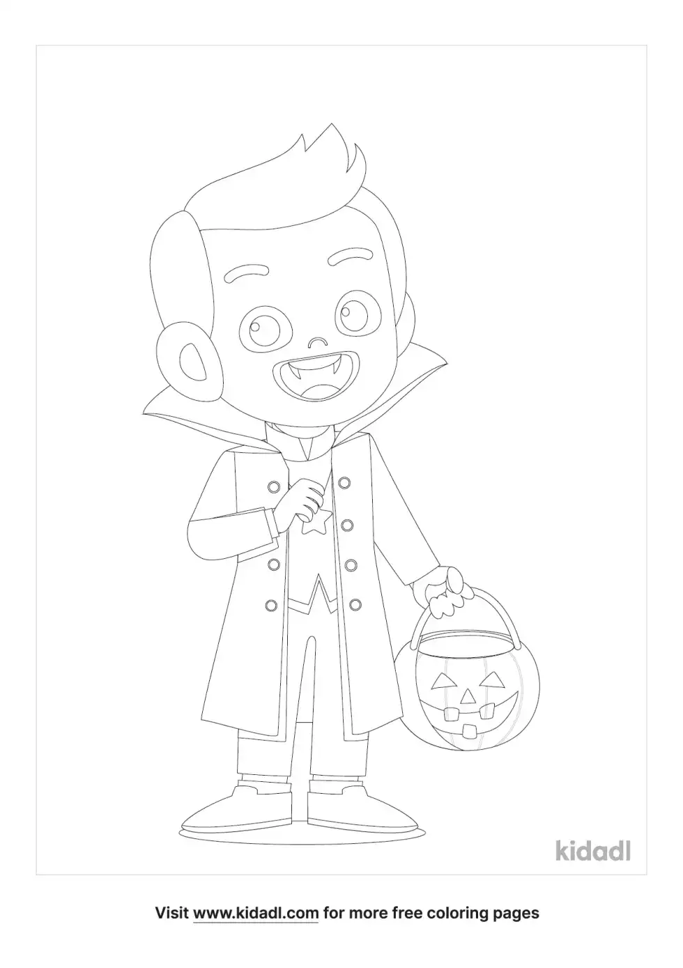 Boy In Halloween Costume Coloring Page