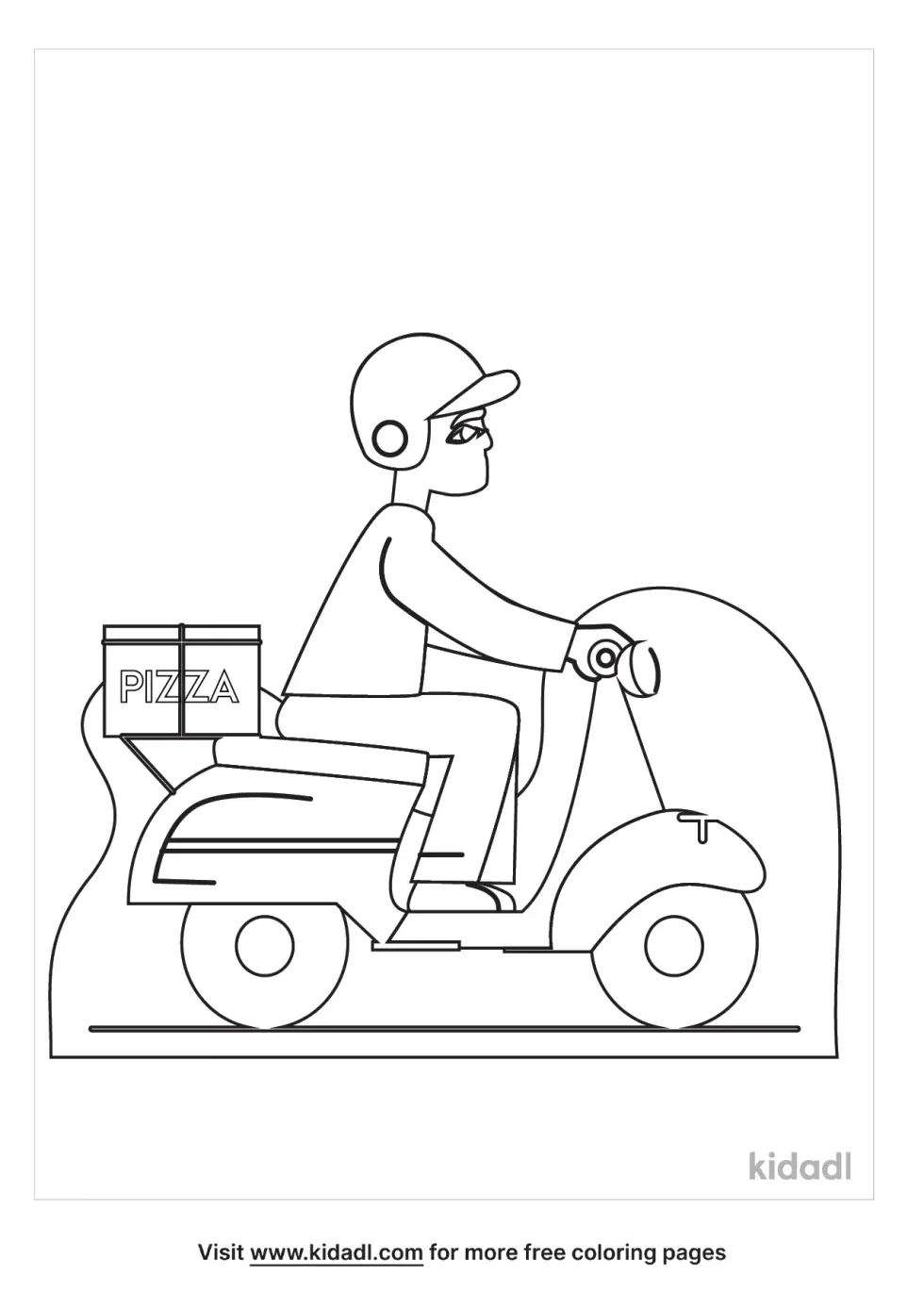 Italian Pizza Man On Scooter Coloring Page
