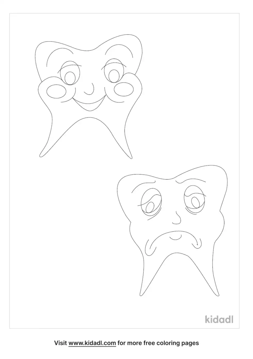 Happy/sad Teeth For Preschool Coloring Page
