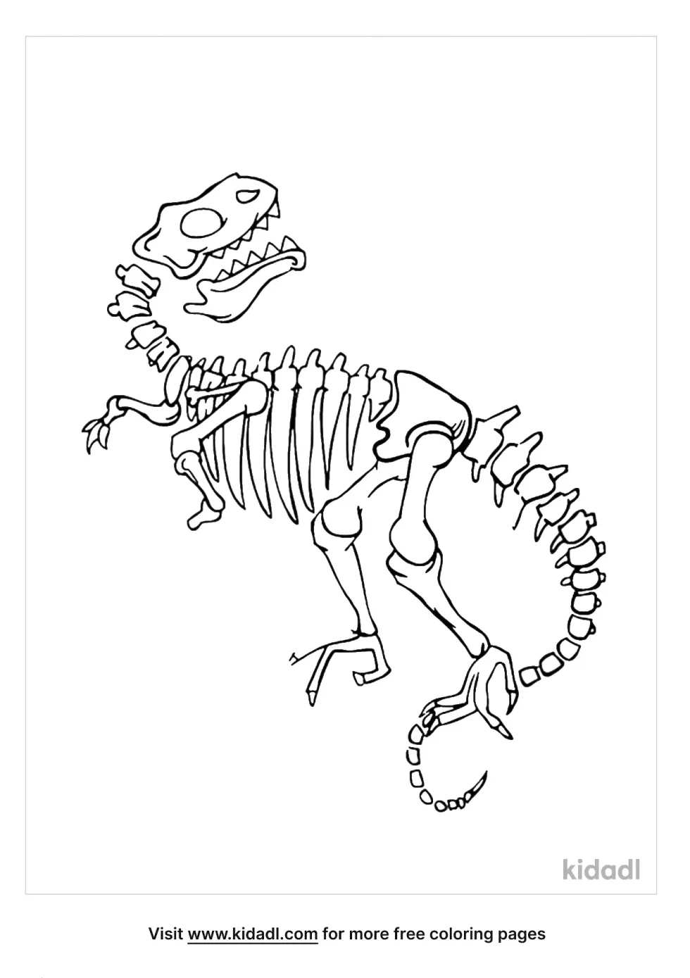 Raptor Skeleton Coloring Page | Kidadl